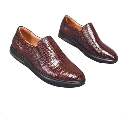 Ourui men crocodile leather shoes Rubber soles crocodile belly skin fashion leisure