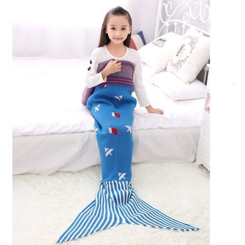 Soft Knitted Novelty Mermaid Tail Blanket Crochet Handmade Sleeping Bag for Kids Adult All Season Best Birthday Christmas Gift