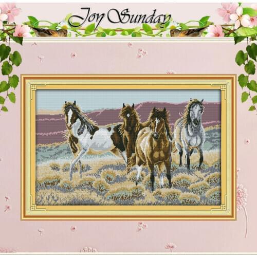 The Four Horses Patterns Counted Cross Stitch 11 14CT Cross Stitch Set Wholesale Animals Cross-stitch Kit Embroidery Needlework