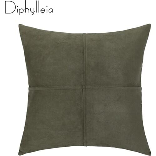 Diphylleia Suede Cushion Cover Fashionable Home Decor luxe Coussins Modern Simple Style Pillow Case 45x45cm Dark Olive Green