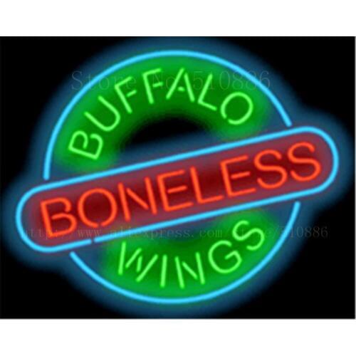 Buffalo Boneless Wings NEON SIGN REAL GLASS BEER BAR PUB LIGHT SIGNS store display Restaurant Advertising food Lights 17*14"