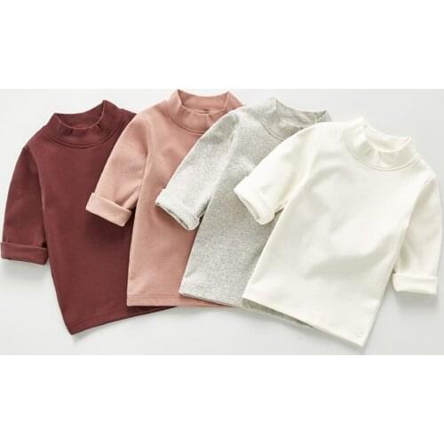 Autumn New Baby Girls and Boys Solid Color Soft Cotton Bottoming Shirt