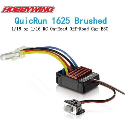 Original Hobbywing QuicRun 1625 Peak 100A Brushed ESC 6V/1A BEC for 1/18 1/16 On-road Off-road Car Boat Tank