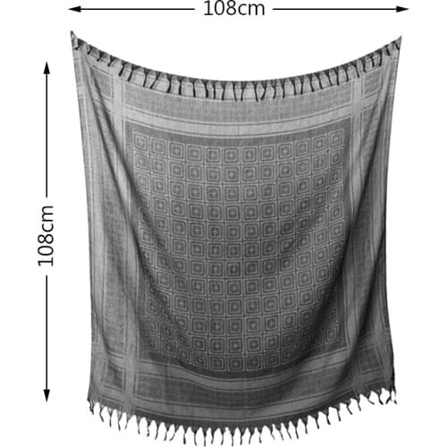 Outdoor Hiking Arab Kerchief Scarf Neck Warmer Shemagh Keffiyeh 100% Cotton Square Scarves For Mens Womens