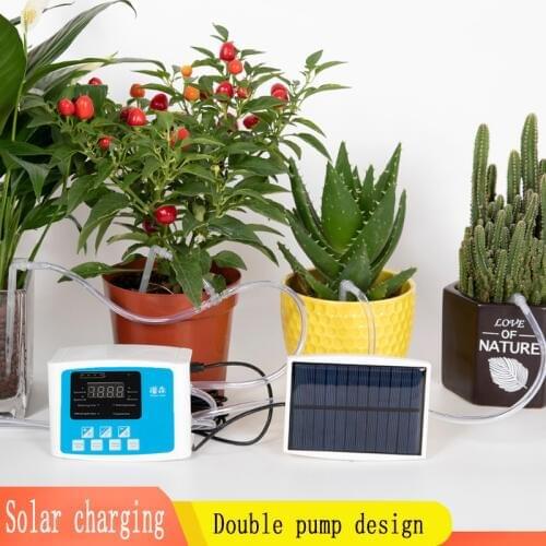 Hanging Intelligent Garden Solar Watering System 1/2 Pump Automatic Watering Device Potted Plant Drip Irrigation Timer System