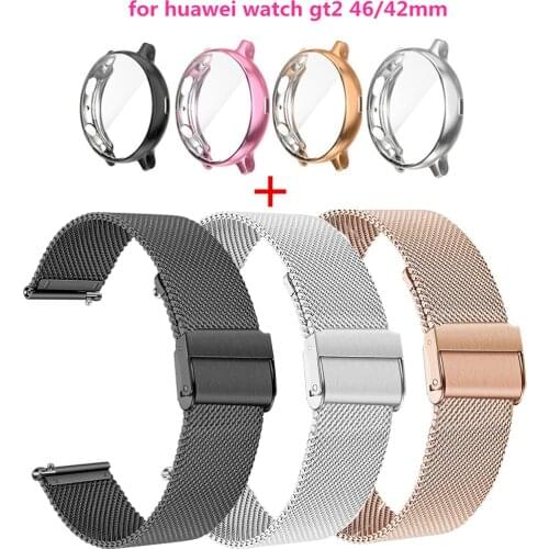 For Huawei Watch GT2 46MM 2 Pro Strap Metal With Case Bracelet For watch gt 2 42mm Band Protector Bumper Smart Watch Accessories