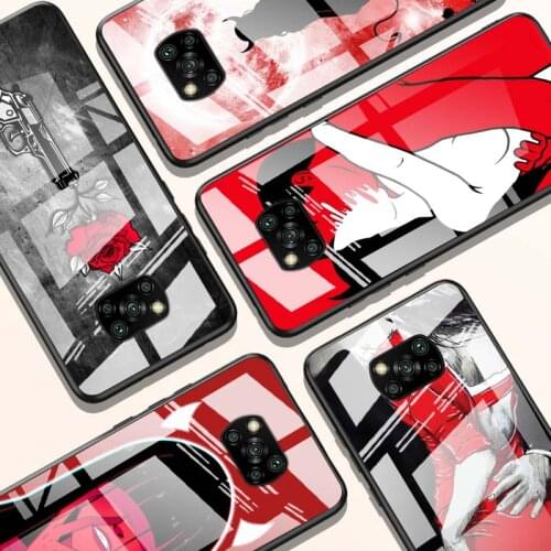 Sexy Devil Woman for Xiaomi POCO X3 NFC F3 M2 X2 F2 Redmi K30 Redmi Note 9 Pro Luxury Tempered Glass Phone Case Cover