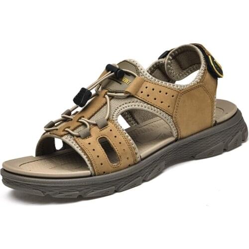 Genuine Leather Men Shoes Summer Mens Sandals Fashion Non-slip Outdoor Mens Casual Shoes Men Leather Beach Shoes