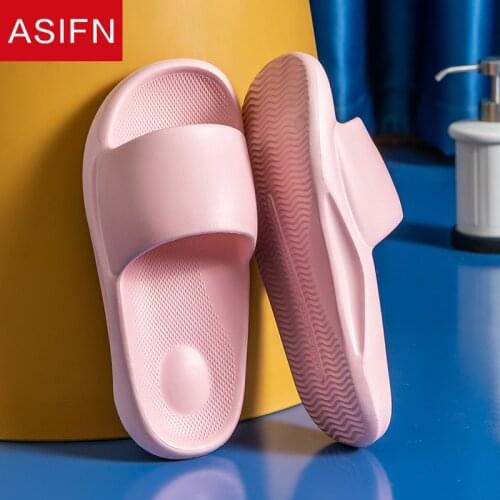 ASIFN Women Thick Platform Bath Slippers Summer Eva Soft Sole Slides Leisure Men Ladies Indoor Sandals Bathroom Anti-slip Shoes