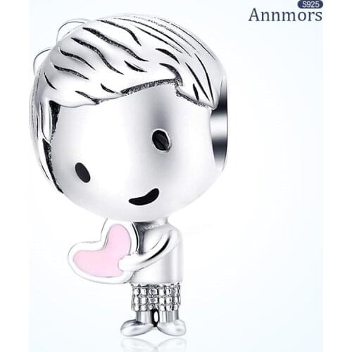 Cute Boy Charms 925 Sterling Silver Fits Pandora Charms Bracelets for Woman Girl Beads Gifts for Women Bracelet and Necklace
