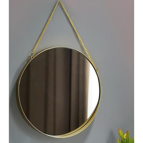 Nordic Metal Makeup Mirror Wall Hanging Gold Color Bedroom Living Room Decors