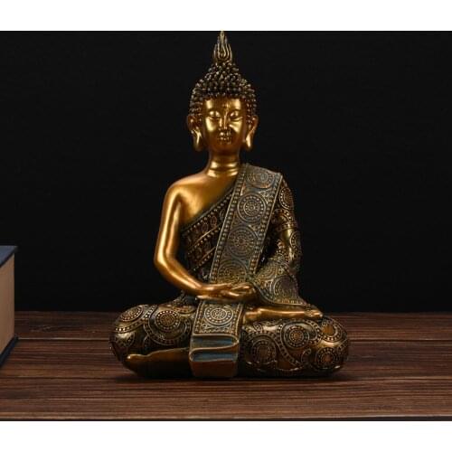 Nacome Meditating Thai Buddha Statue Home Ornament Zen Garden Figurine Buda Sculpture Outdoor Jardin Decor Room Decal