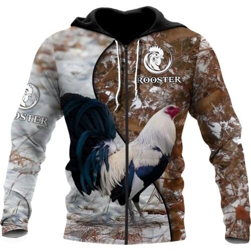 3D All Over Printed Autumn Men Zip Hoodies Love Rooster Animal Unisex Casual Pullover Hoodie Streetwear Sudadera Hombre DW0818