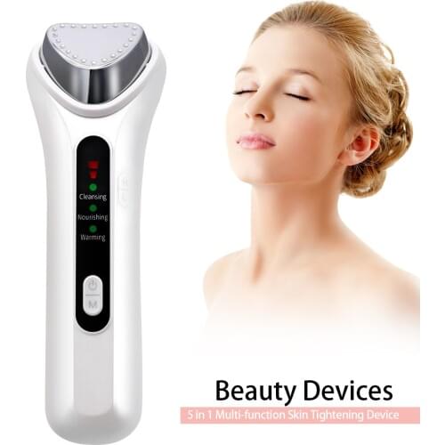Ultrasonic Warm Ion Importing Beauty Massager Face Care Beauty Machine Rejuvenation Device Import Export Ionic Face Massager