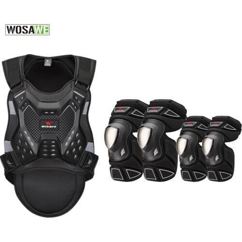 WOSAWE EVA PE Snowboard Ski Jacket Motorcycle Armor Vest Chest Back Protector Bike Spine Knee Guard Motocross Gear Adult Jacket