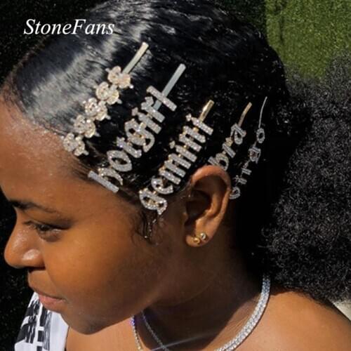 Stonefans Ins Style Constellation Rhinestone Hair Pin for Women Charm Bling Crystal Word Letter Hair Clips Barrette Accessories