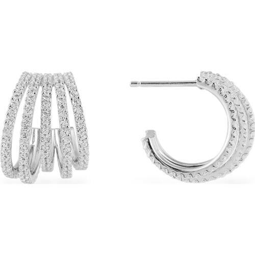 SLJELY Fashion Brand 925 Sterling Silver Jewelry Yellow Gold Color White Cubic Zirconia Five Circles Stud Earrings for Women