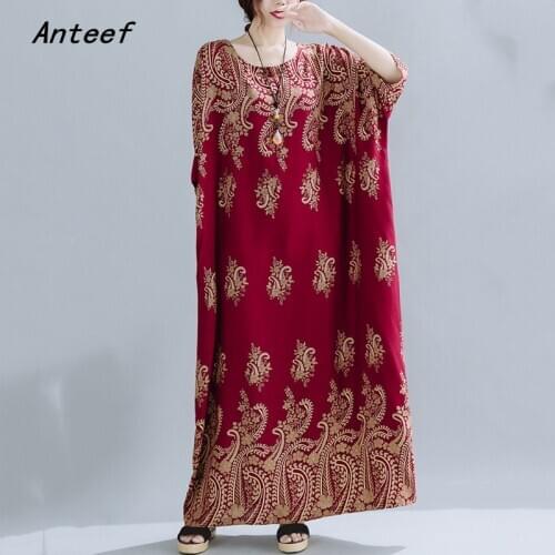 Cotton satin plus size vintage floral dresses for women casual loose maxi long woman summer sun beach dress elegant clothes 2021