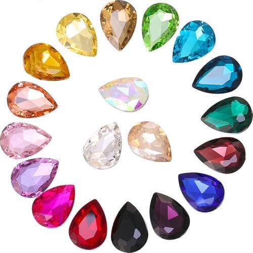 50pcs/lot 6*8/7*10/10*14mm Waterdrop Shape Crystal Glass Flatback Sew on Rhinestones Diy Clothing Jewelry Making Accessories