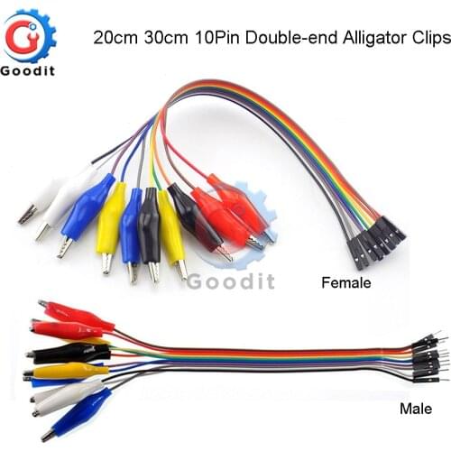 10Pin 20cm 30cm Double-end Alligator Clips jump Wire Male Female Crocodile Clip Test Jumper Wire Line Cable Test Clip