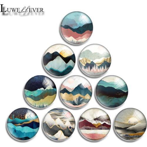 10mm 12mm 16mm 20mm 25mm 30mm 587 Hill Mix Round Glass Cabochon Jewelry Finding 18mm Snap Button Charm Bracelet