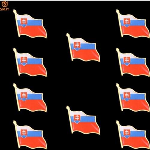 10PCS Flag Souvenir Pin Needle Slovakia National Emblem Metal Gold Plated Butterfly Buckle Badge Jewelry Wearable Suit Tie