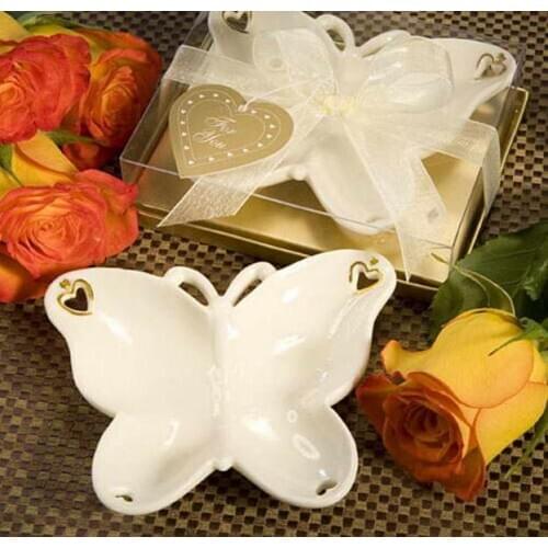 100pcs/lot Wedding Favors Butterfly Candy Dish from the Porcelain Remembrances Collection Bridal Shower Favor lin5129