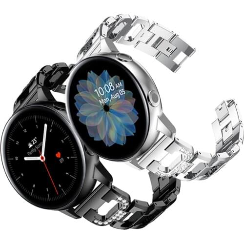 20mm Watch Strap For Samsung galaxy watch Active 2 40mm 44mm Stainless Steel band Replacement Crystal Bracelet ремешок Active2