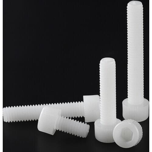 20PCS M4*6 8 10 12 15 20 25 30 35 40 White Nylon Hex Socket Head Cap Screw Plastic Hexagon Screws Bolts M4x6 M4x8 M4x10 M4x30