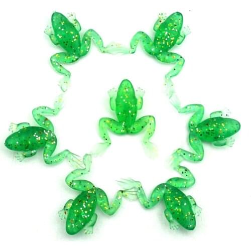 6pcs/set 5cm 5.5g Silicone Frog Shape Minnow Crank Wobbler Fishing Baits Luminous Soft Artificial Fishing Lures Accessories