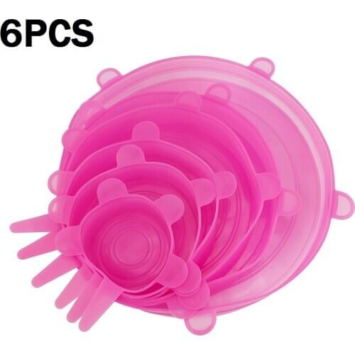 6PCS/Set Silicone Stretch Lids Universal Silicone Food Wrap Bowl Pot Lid Reusable Silicone Cover Pan Cooking Kitchen Accessories