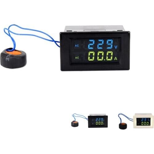 80-500V 0-100A Dual Display Dual Color LCD Digital Display AC Voltage and Current Meter 110V 220V 380V
