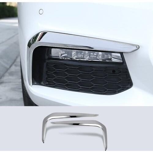 ABS Chrome Front Fog Decoration Strips Cover Trim car sticker For BMW 5 Series G30 530liM 2017 2018 Car Accessories styling 2pcs
