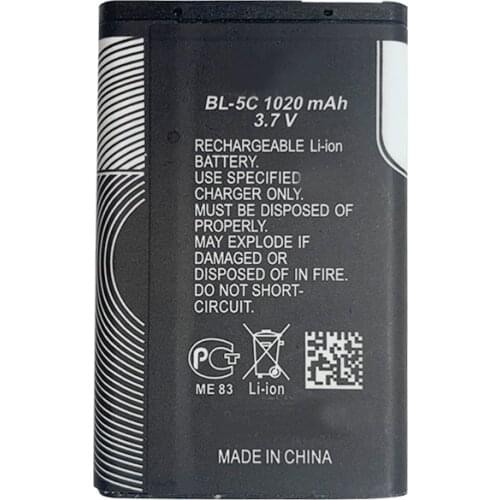 1piece BL-5C BL 5C BL5C 1020mAh 3.7V Battery Real Capacity Replacement Phone Battery for Nokia