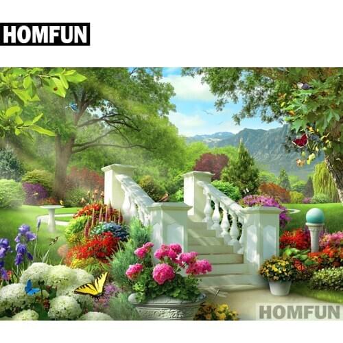 HOMFUN Full Square/Round Drill 5D DIY Diamond Painting "Scenic garden" Embroidery Cross Stitch 5D Home Decor Gift A01684