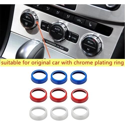 Aluminum Alloy Car Air Conditioning Knob Ring Cover Decorate Fit For VW Volkswagen Golf Magotan CC Passat Jetta Scirocco Sharan