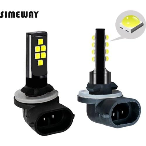 2Pcs car H27W 881 Led fog light H1 H4 H7 HB4 9005 h16 Bulb H3 H8 h11 12SMD 3030 3000k Yellow 6000K white Auto Leds Light DC 12V