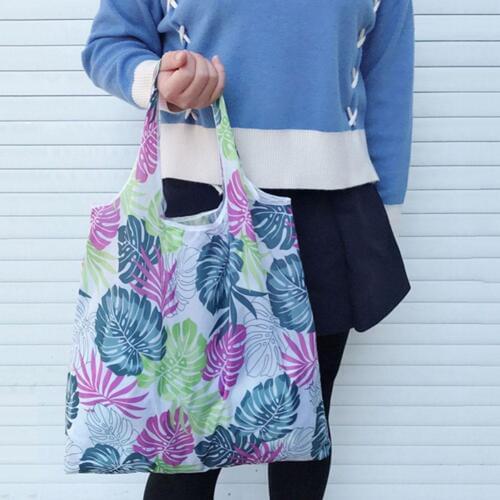 1Pcs Large Flower Printed Reusable Foldable Shopping Bags Totes Bag Eco-Friendly Travel Portable Handbag Storage Bags