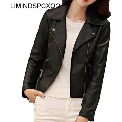 Black Plus Size 4XL PU Leather Jackets Womens Cool Slim Short Motorcycle Faux Clothes Female Autumn Coat Street Outerwear 2021
