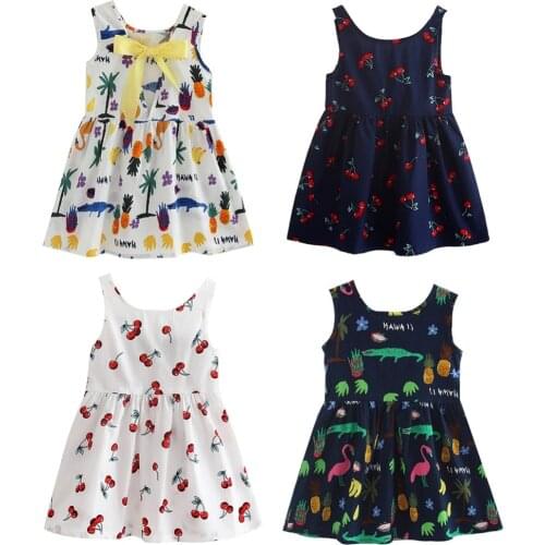 Clothing Summer Girl Dress Children Kids Berry Dress Back V Dress Girls Cotton Kids Vest dress Children Clothes