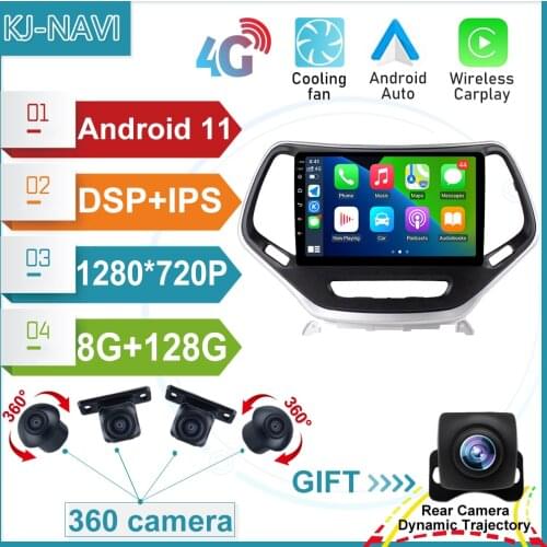 4G LTE Car Radio For Jeep Cherokee 5 KL 2014-2018 Multimedia Player Video Android 11 Support BT DSP Rear View Camera No DVD