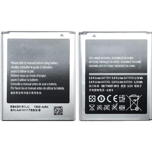 For Samsung Galaxy S Duos S7562 S7568 i8160 S7582 S7560 i8190 i739 i669 J1 Mini Mobile Phone Battery EB425161LU 1500mAh
