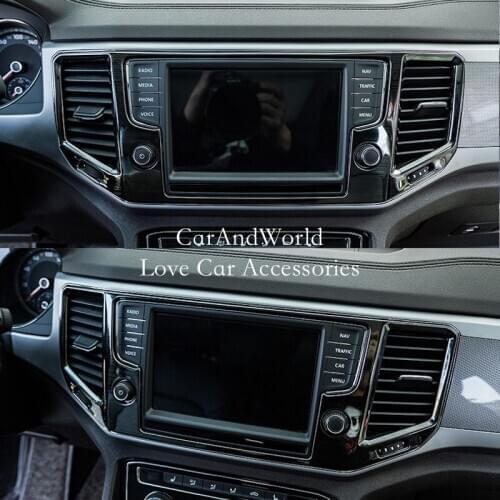 For Volkswagen VW Teramont Atlas 2017-2019 Interior Console Navigation Panel Cover Molding Frame Trim ABS Chrome Car Accessories