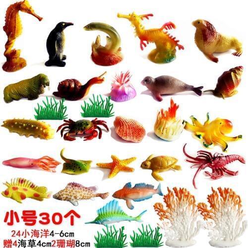 Home Decor Figurines Miniatures Plastic Simulated Mini Ocean Animal Whale Shark Dolphin Scaft Model Children Toys 30pc/lot