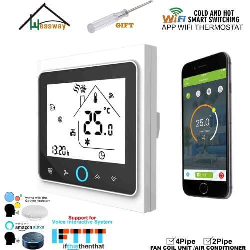 HESSWAY WIFI Mobile APP Remotely Controls Home Temperature Control Thermostat Switch for Fan Coil Heat Cool