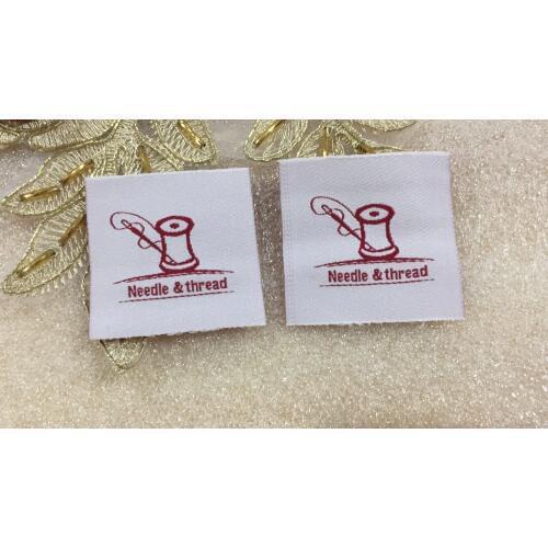 "Needle & thread" Customized Clothing Label , Garment tags , Main Label Custom Design/Logo Woven Labels and Tags