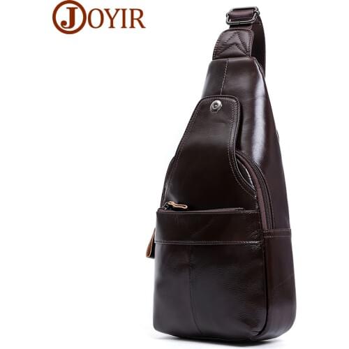 JOYIR Genuine Leather Man’s Chest Shoulder Bag High Quality Male Chest Pack Ipad Pouch Vintage Sling Bags Crossbody Bag 2020