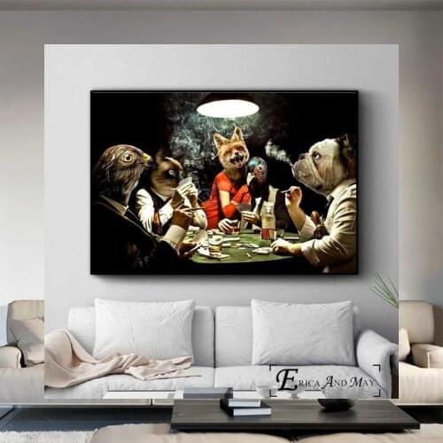 Dogs Playing Poker Funny Style Canvas Painting Posters and Prints Abstract Wall Art Pictures for Living Room Home Decor Obrazy