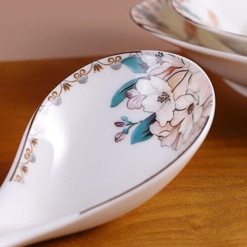 1PC Ceramic Spoon Anti-scald Household Eating Spoon Dessert Spoon Rice Spoon Cute Hotel Restaurant Spoon High-end Tableware