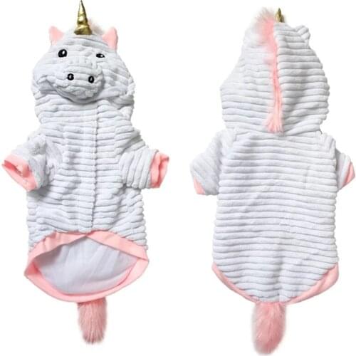 Unicorn Dog Striped Unicorn Clothes For Small Medium Cat Soft Comfortable Coral Pet Overalls Chihuahua Teddy Jumpsuit Puppy Cute